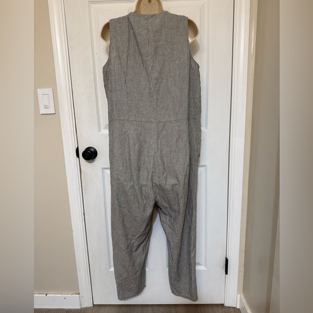 Eileen Fisher Sleeveless Linen Blend Jumpsuit Gray Wide Leg Sustainable Size M - Picture 4 of 12